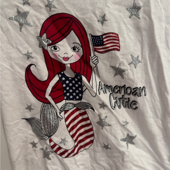The Children’s Place 3T Girls American Cutie White Short Sleeve Mermaid T-Shirt - Picture 2 of 6
